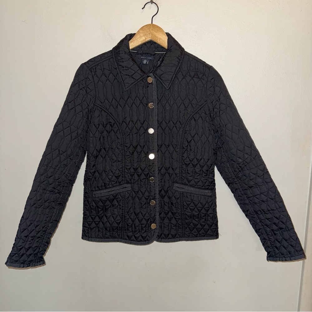 Tommy Hilfiger Black Quilted Button-Front barn/ chore jacket.